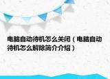 電腦自動待機怎么關閉（電腦自動待機怎么解除簡介介紹）