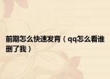 前期怎么快速發(fā)育（qq怎么看誰刪了我）
