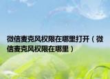 微信麥克風(fēng)權(quán)限在哪里打開（微信麥克風(fēng)權(quán)限在哪里）