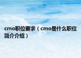 cmo職位要求（cmo是什么職位簡(jiǎn)介介紹）