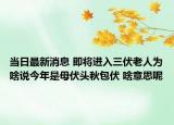 當(dāng)日最新消息 即將進(jìn)入三伏老人為啥說今年是母伏頭秋包伏 啥意思呢