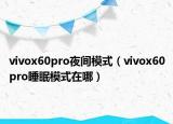 vivox60pro夜間模式（vivox60pro睡眠模式在哪）