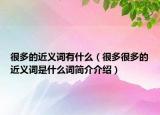 很多的近義詞有什么（很多很多的近義詞是什么詞簡(jiǎn)介介紹）