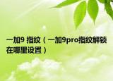 一加9 指紋（一加9pro指紋解鎖在哪里設(shè)置）