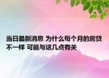 當日最新消息 為什么每個月的房貸不一樣 可能與這幾點有關(guān)