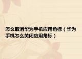 怎么取消華為手機應(yīng)用角標（華為手機怎么關(guān)閉應(yīng)用角標）
