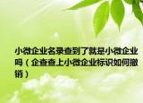 小微企業(yè)名錄查到了就是小微企業(yè)嗎（企查查上小微企業(yè)標識如何撤銷）