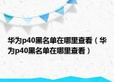 華為p40黑名單在哪里查看（華為p40黑名單在哪里查看）