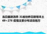 當日最新消息 31省份昨日新增本土69+278 疫情主要分布這些地方