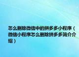 怎么刪除微信中的拼多多小程序（微信小程序怎么刪除拼多多簡介介紹）