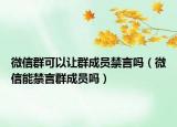 微信群可以讓群成員禁言嗎（微信能禁言群成員嗎）