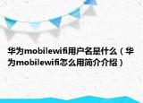 華為mobilewifi用戶名是什么（華為mobilewifi怎么用簡(jiǎn)介介紹）