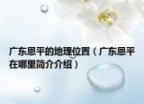 廣東恩平的地理位置（廣東恩平在哪里簡介介紹）
