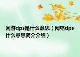 網(wǎng)游dps是什么意思（網(wǎng)絡(luò)dps什么意思簡(jiǎn)介介紹）