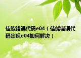 佳能錯誤代碼e04（佳能錯誤代碼出現(xiàn)e04如何解決）