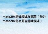 mate20x游戲模式在哪里（華為mate20x怎么開啟游戲模式）