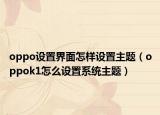 oppo設(shè)置界面怎樣設(shè)置主題（oppok1怎么設(shè)置系統(tǒng)主題）