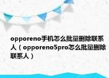 opporeno手機(jī)怎么批量刪除聯(lián)系人（opporeno5pro怎么批量刪除聯(lián)系人）