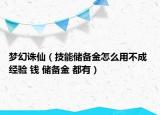夢幻誅仙（技能儲備金怎么用不成 經(jīng)驗 錢 儲備金 都有）
