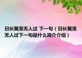 日長籬落無人過 下一句（日長籬落無人過下一句是什么簡介介紹）