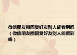 微信朋友圈回復(fù)好友別人能看到嗎（微信朋友圈回復(fù)好友別人能看到嗎）