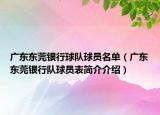 廣東東莞銀行球隊(duì)球員名單（廣東東莞銀行隊(duì)球員表簡(jiǎn)介介紹）