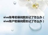 vivo賬號(hào)密保問(wèn)題忘記了怎么辦（vivo賬戶密保問(wèn)題忘記了怎么辦）
