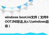 windows boot.ini文件（文件BOOT.INI非法,從c:\windows啟動）