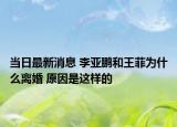 當(dāng)日最新消息 李亞鵬和王菲為什么離婚 原因是這樣的