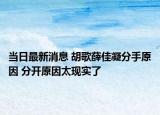 當(dāng)日最新消息 胡歌薛佳凝分手原因 分開原因太現(xiàn)實(shí)了