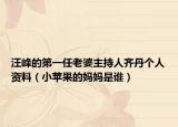 汪峰的第一任老婆主持人齊丹個(gè)人資料（小蘋果的媽媽是誰）