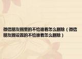 微信朋友圈里的不給誰看怎么刪除（微信朋友圈設(shè)置的不給誰看怎么刪除）