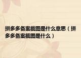拼多多備案截圖是什么意思（拼多多備案截圖是什么）
