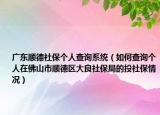 廣東順德社保個(gè)人查詢系統(tǒng)（如何查詢個(gè)人在佛山市順德區(qū)大良社保局的投社保情況）