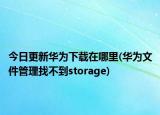 今日更新華為下載在哪里(華為文件管理找不到storage)