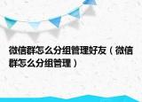微信群怎么分組管理好友（微信群怎么分組管理）