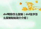 dnf昵稱怎么復(fù)制（dnf名字怎么復(fù)制粘貼簡(jiǎn)介介紹）