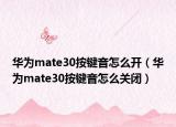 華為mate30按鍵音怎么開（華為mate30按鍵音怎么關(guān)閉）