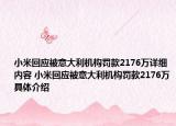 小米回應(yīng)被意大利機(jī)構(gòu)罰款2176萬(wàn)詳細(xì)內(nèi)容 小米回應(yīng)被意大利機(jī)構(gòu)罰款2176萬(wàn)具體介紹