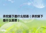 承歡膝下是什么短語（承歡膝下是什么意思）