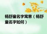 楊舒童名字寓意（楊舒童名字如何）
