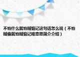 不怕什么就怕賊惦記這句話怎么說（不怕賊偷就怕賊惦記啥意思簡介介紹）