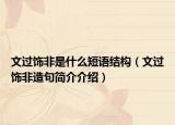 文過(guò)飾非是什么短語(yǔ)結(jié)構(gòu)（文過(guò)飾非造句簡(jiǎn)介介紹）