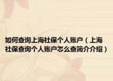 如何查詢上海社保個人賬戶（上海社保查詢個人賬戶怎么查簡介介紹）