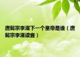 唐懿宗李漼下一個皇帝是誰（唐懿宗李漼讀音）