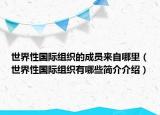 世界性國際組織的成員來自哪里（世界性國際組織有哪些簡介介紹）