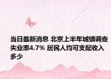 當日最新消息 北京上半年城鎮(zhèn)調查失業(yè)率4.7% 居民人均可支配收入多少