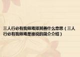 三人行必有我?guī)熝蓳衿渖剖裁匆馑迹ㄈ诵斜赜形規(guī)熝墒钦l(shuí)說(shuō)的簡(jiǎn)介介紹）