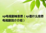 sp電視劇啥意思（sp是什么意思電視劇簡(jiǎn)介介紹）