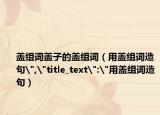 蓋組詞蓋子的蓋組詞（用蓋組詞造句